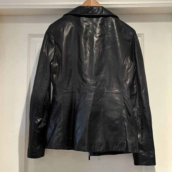 Cole Haan 100% Lambskin Black Leather Jacket - EUC, Size Medium - Picture 9 of 11